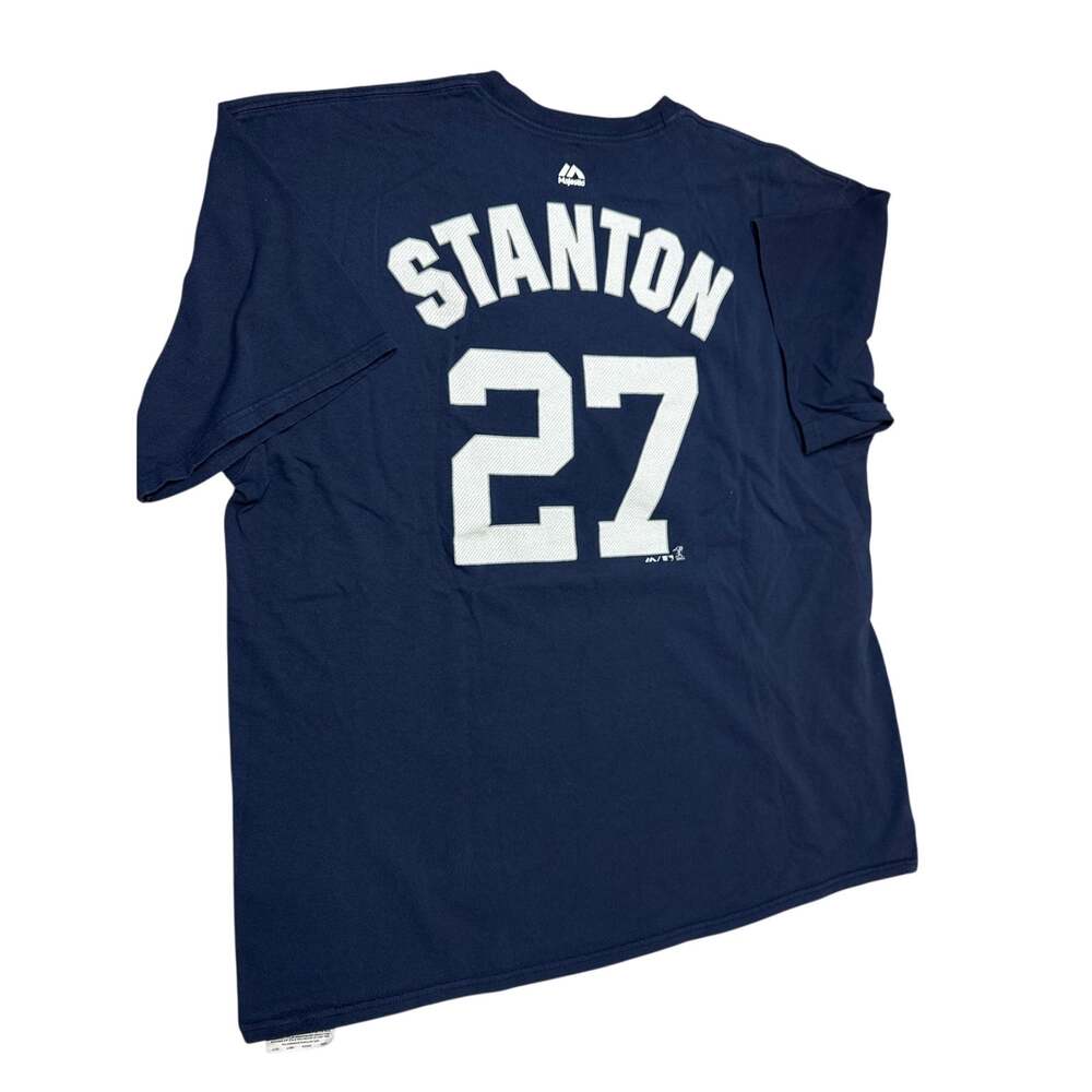 Majestic Giancarlo Stanton New York Yankees Shirt Blue Mens Size 2XL